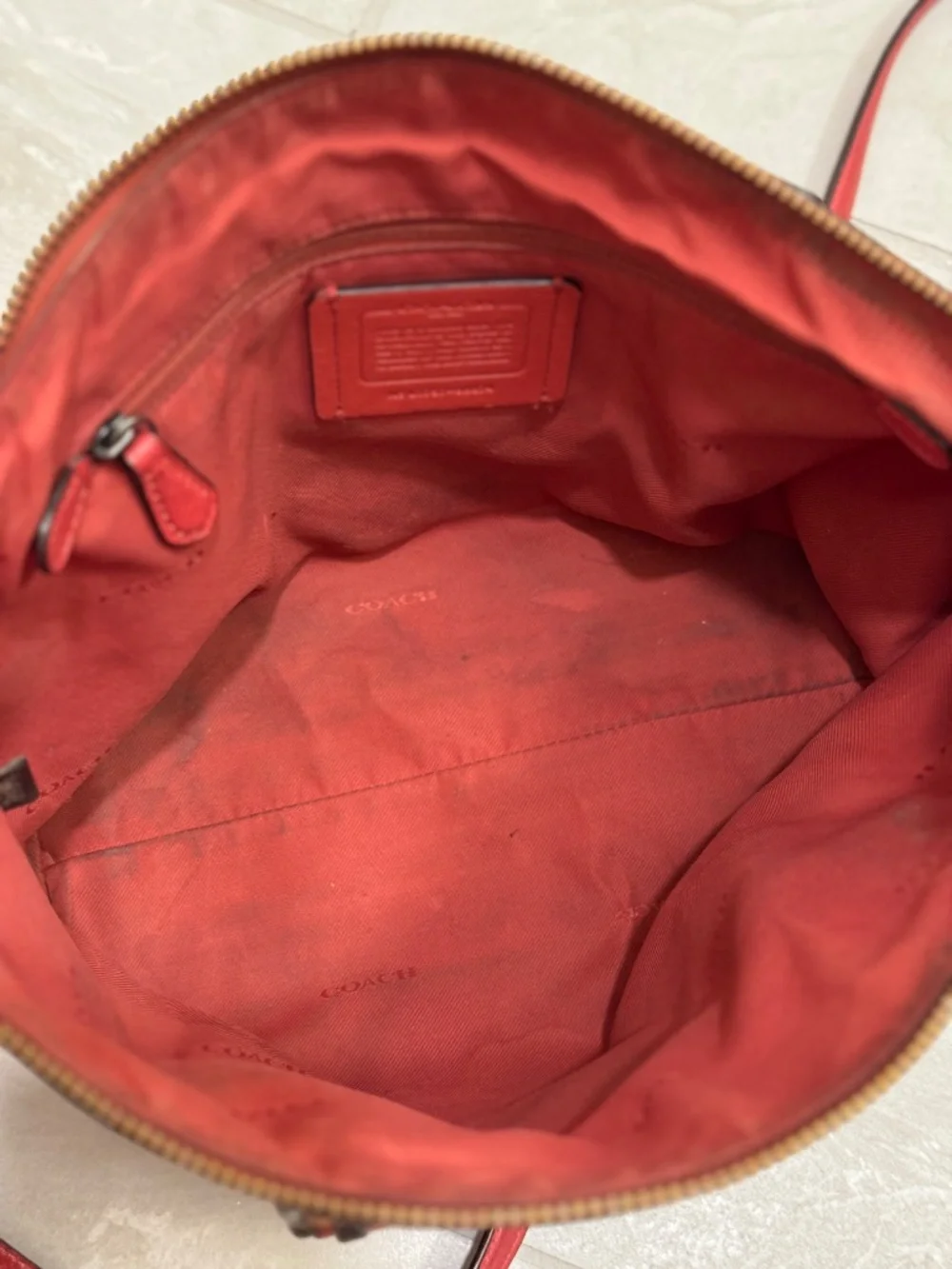 Coach Orange Red Pebbled Leather Prairie Satchel Crossbody Bag with Dust Bag - Picture 10 of 14
